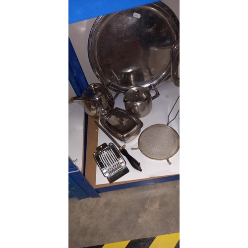 145 - A quantity of kitchenalia including saucepans,, Kenwood electric chopper etc COLLECT ONLY