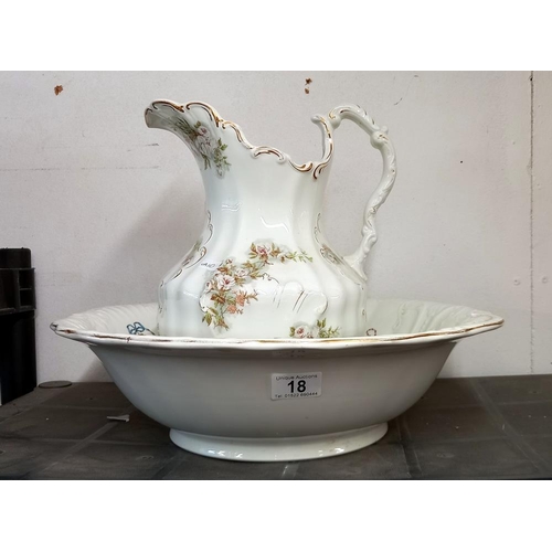 18 - A Victorian jug and a basin, COLLECT ONLY