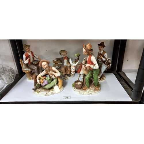 26 - 5 Capodimonte style figures COLLECT ONLY