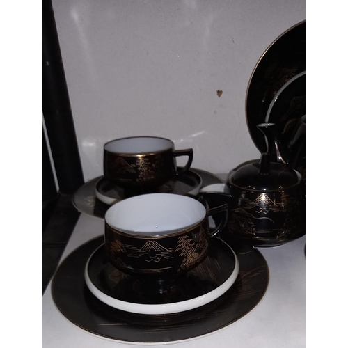 36 - A vintage LGTC Japan black and gold tea set  COLLECT ONLY