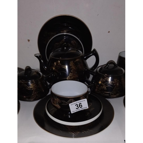 36 - A vintage LGTC Japan black and gold tea set  COLLECT ONLY