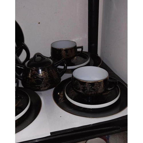 36 - A vintage LGTC Japan black and gold tea set  COLLECT ONLY