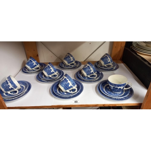 40 - A Myott willow pattern blue and white tea set  COLLECT ONLY