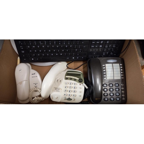 42 - A quantity of telephones, keyboard and clock