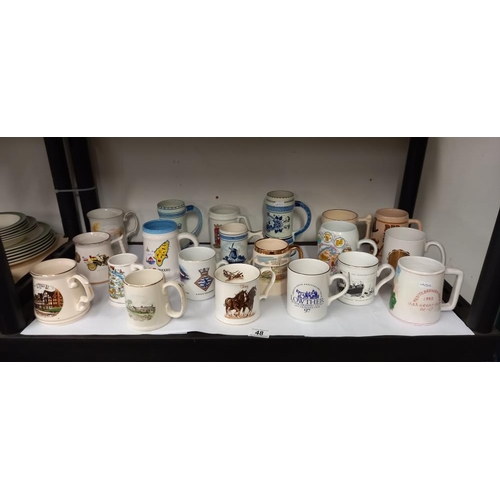 48 - A quantity of porcelain tankards etc