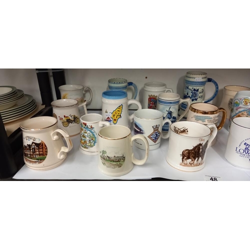 48 - A quantity of porcelain tankards etc