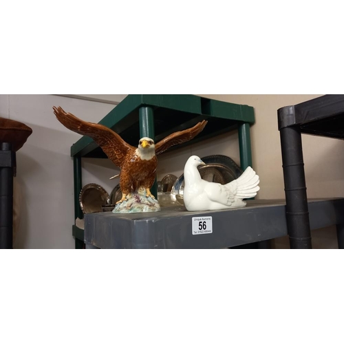 56 - A Beswick golden eagle (foot a/f but sympathetic repair) and a Requena dove