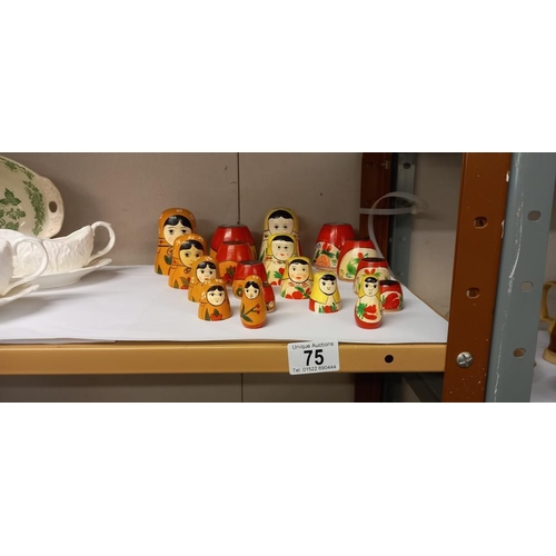 75 - 2 sets of Russian dolls