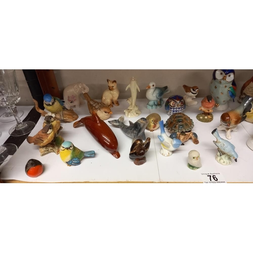 76 - A quantity of small china animals etc including Wade tortoise