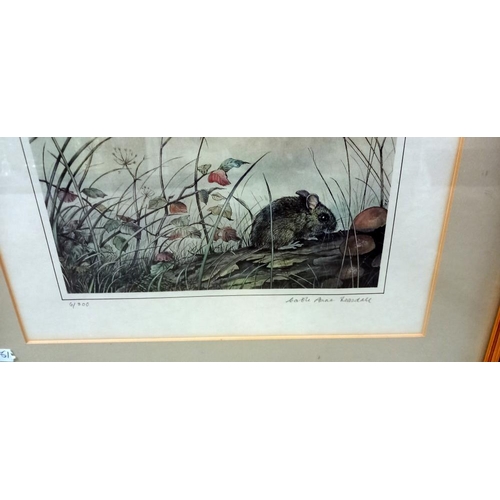 8 - Framed and glazed print by Carol Anne Teasdale 'Hunting Owl and Mouse' No.6/300 COLLECT ONLY