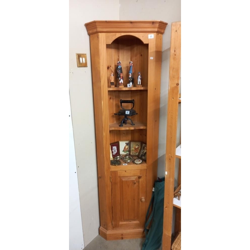 85 - A solid pine corner unit with cupboard base H152cm x W60cm x D33cm COLLECT ONLY