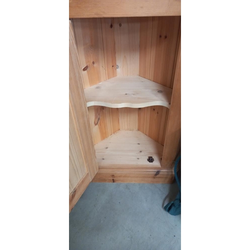 85 - A solid pine corner unit with cupboard base H152cm x W60cm x D33cm COLLECT ONLY