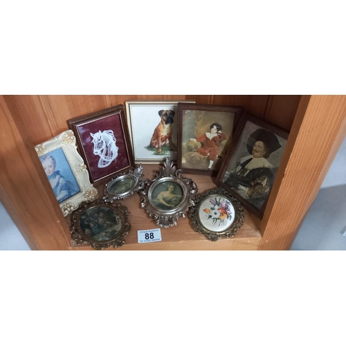 88 - A quantity of miniature pictures etc including Laughing Cavalier