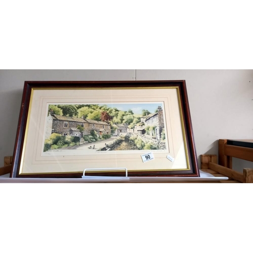 90 - A framed and glazed limited edition print village scene by John Rudkin no 25/500 size 60cm x 37cm CO... 