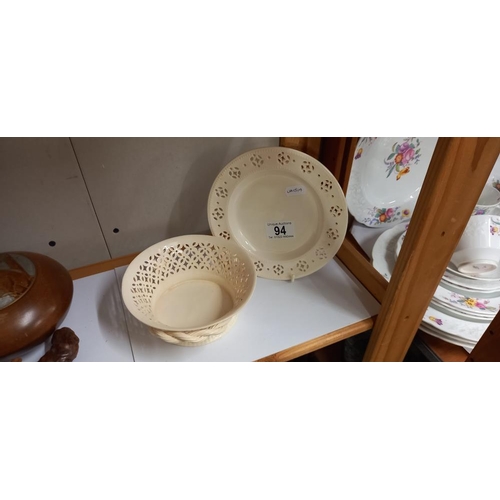 94 - A creamware bowl and plate by Leedsware