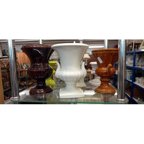 149 - A selection of pottery urns etc including Kingsbridge pottery etc