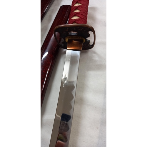 167 - A 2 piece replica Samurai sword set in lacquered red high gloss finish (Katana and Wakizashi) COLLEC... 