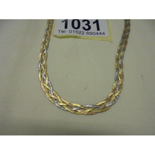 1031 - An 18ct (750) gold necklace, 7.2 grams.