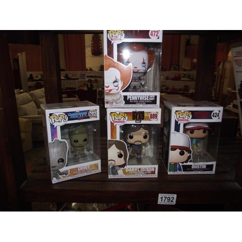 1792 - 4 collectable Pop Vinyl figures as new in boxes including 889 Daryl Dixon from The Walking Dead 772 ... 