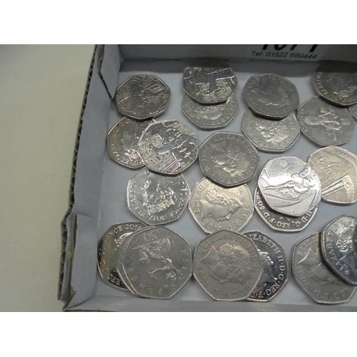 1071 - A collection of 30 fifty pence coins including Beatrix Potter, Paddington Bear etc.,