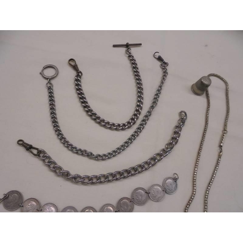 1078 - A mixed lot including watch chains, watch keys, coin bracelet etc.,