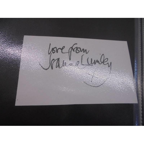 1146 - A folder of autographs including Joanna Lumley, politicians etc.,