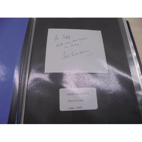 1146 - A folder of autographs including Joanna Lumley, politicians etc.,