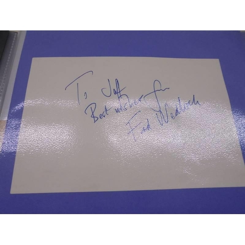 1146 - A folder of autographs including Joanna Lumley, politicians etc.,