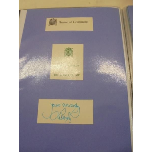 1146 - A folder of autographs including Joanna Lumley, politicians etc.,