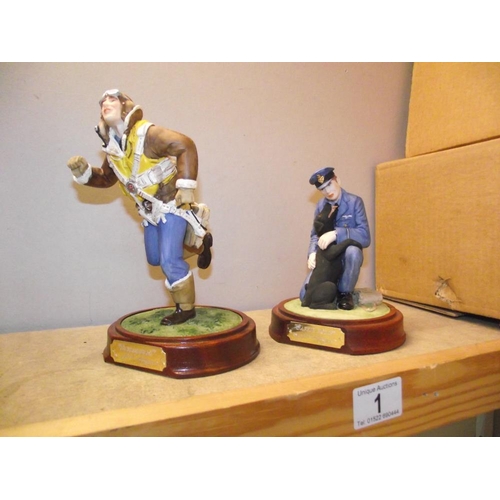 1 - 2 RAF figures 'Scramble' and 'Safely Home' by John Winchester made by Crown Staffordshire for Danbur... 