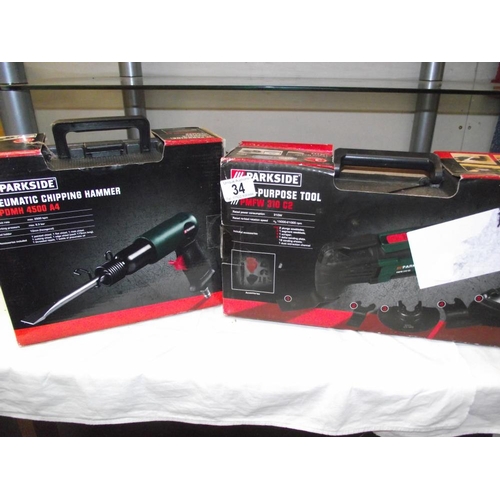 34 - A boxed Parkside multi purpose tool and a pneumatic chipping hammer