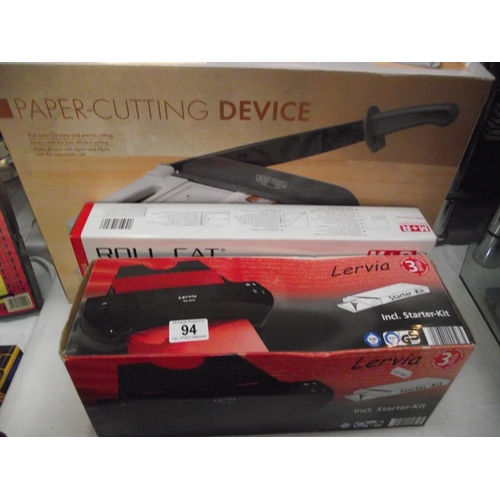 94 - A rotary trimmer, paper cutting device and laminator including starter set COLLECT ONLY