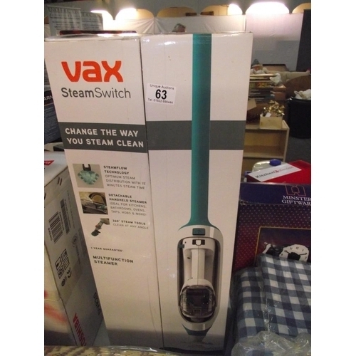 63 - A boxed Vax steam switch multifunction steamer COLLECT ONLY