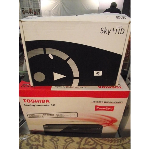 65 - A Toshiba vcr/dvd digital recorder dvr 20 in box and a Sky + HD in box