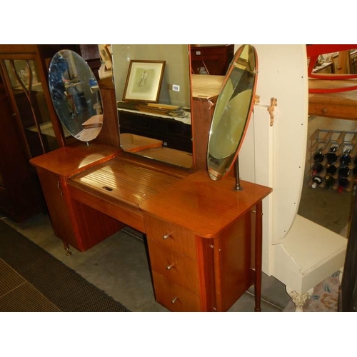 1508 - A good quality retro dressing table with roll top and oval mirrors, COLLECT ONLY.