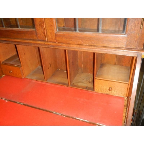 1509 - A lead glazed bureau/bookcase, COLLECT ONLY.