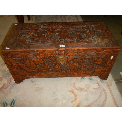 1517 - A carved camphor wood box, COLLECT ONLY.