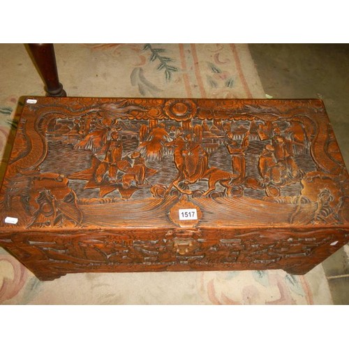 1517 - A carved camphor wood box, COLLECT ONLY.