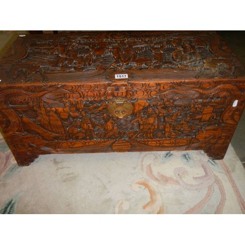 1517 - A carved camphor wood box, COLLECT ONLY.