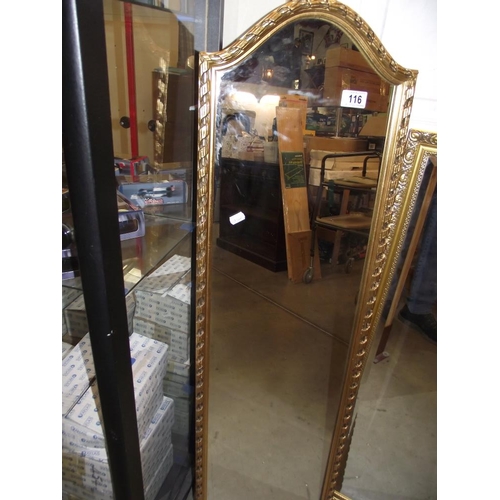 116 - A long gilt framed mirror 34cm x 114cm COLLECT ONLY