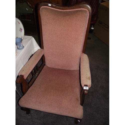 179 - An Edwardian pink upholstered mahogany arm chair COLLECT ONLY