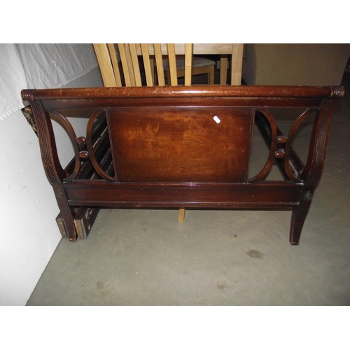 214 - A pair of 3ft Edwardian carved bed frames with side rails COLLECT ONLY