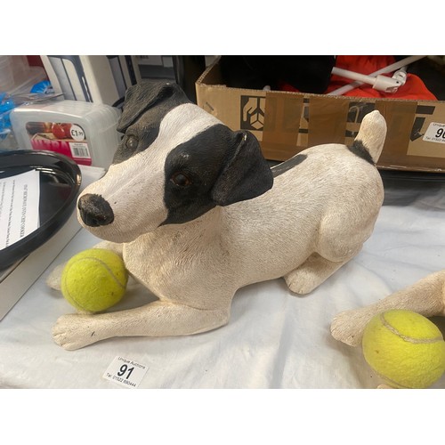 91 - A Jack Russell dog figure with tennis ball