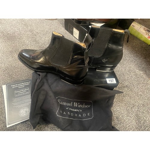 157 - A boxed pair of new Samuel Windsor hand made boots size 10 in black