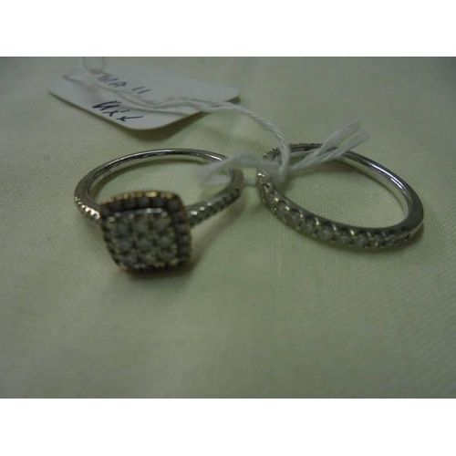 22 - Two 9ct white gold and diamond rings, sizes N half and O, 5.3 grams.