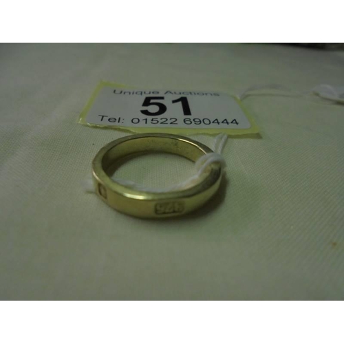 51 - A 9ct gold ring stamped 375. size L, 3.7 grams.
