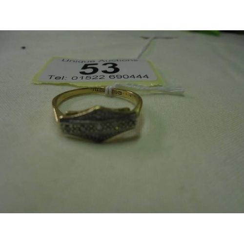 53 - An 18ct gold and platinum ring, size Q, 2.8 grams.