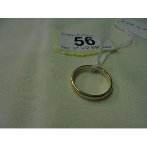 56 - An un-marked wedding ring, size M, 1.9 grams.