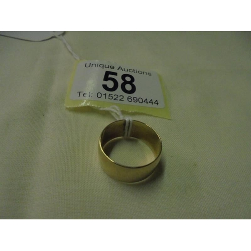 58 - A 9ct gold wedding ring, size M, 3.6 grams.