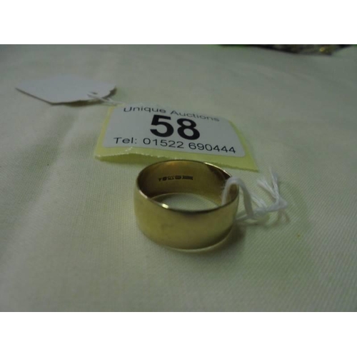 58 - A 9ct gold wedding ring, size M, 3.6 grams.